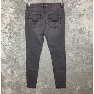 Ted Baker Women Faded Grunge Rock Band Mid Rise Slim Skinny Denim Jeans 30